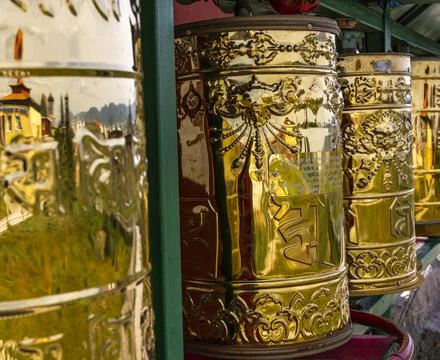 Prayer Rolls Buddhist Mongolia Stock Photos
