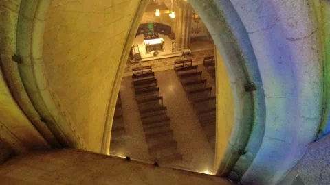 Prayer room under the altar of sagrada familia in barcelona, spain Stock Footage 248431985