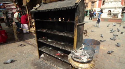 Prayer small candle box for Buddhism , Kathmandu, Nepal Video stock 33550771