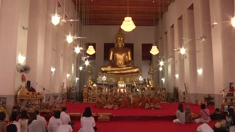 Prayer in the temple flight to buddha Stock Footage 148617844