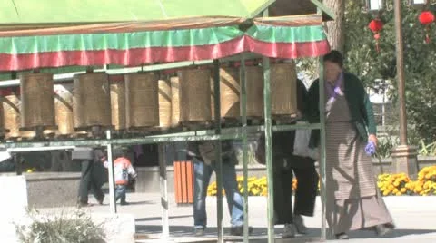 Prayer wheels Stock Footage 9923897