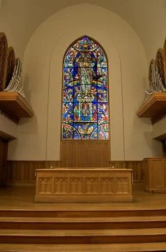 Prayer Window behind an alter Foto stock