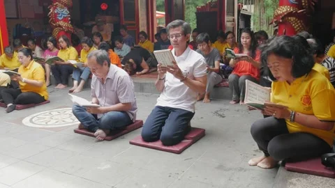 Prayers In A Buddhist Temple Stock Footage 146650537