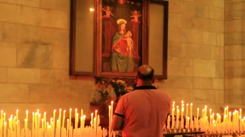 Prayers Church Candles Stock-Footage 39698926
