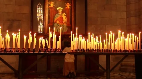 Prayers church candles Stock-Footage 40596152
