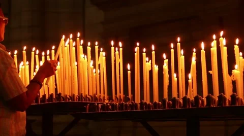 Prayers Church Candles Stock Footage 40613417