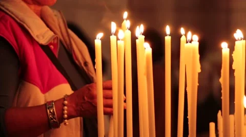 Prayers Church Candles Stock Footage 42674738