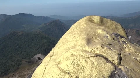 Prayers Covered the rock by gold leaf sheets as Buddhist rituals, Mulayit Mount Stock Footage 162248792