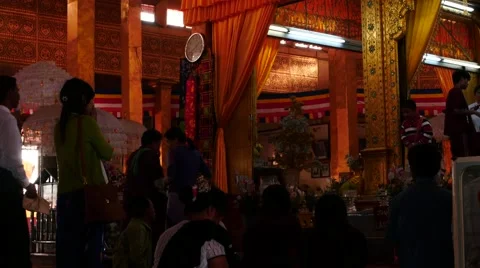 Prayers inside of Buddhist Temple - Myanmar Stock Footage 61327723
