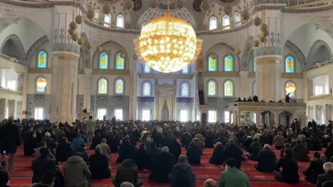 Prayers at Kocatepe Mosque Video stock 172391372