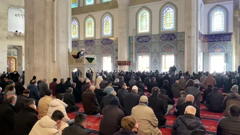 Prayers at Kocatepe Mosque Video stock 172391413