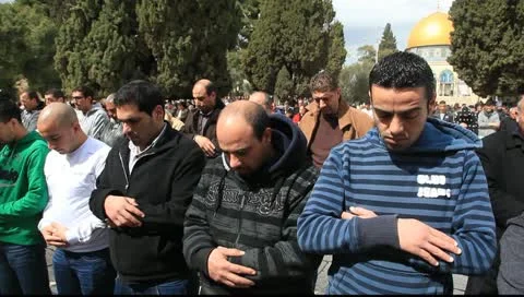 Prayers outside Al Aqsa Mosque, Jerusalem Stock Footage 10795753