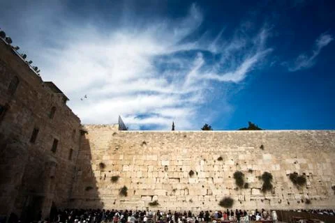 Prayers at the wailing wall Stock Photos