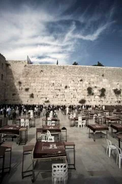 Prayers at the wailing wall Stock Photos