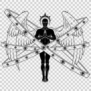 Praying angel with heavenly hoops イラスト素材