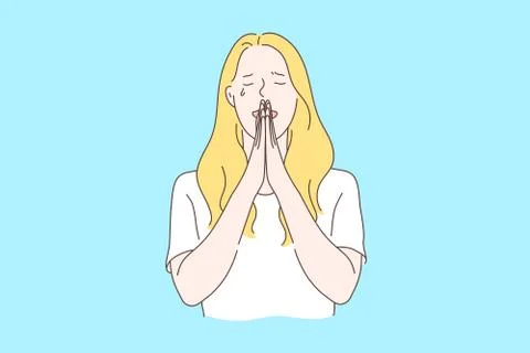 Praying, asking for God help concept Stock Illustration