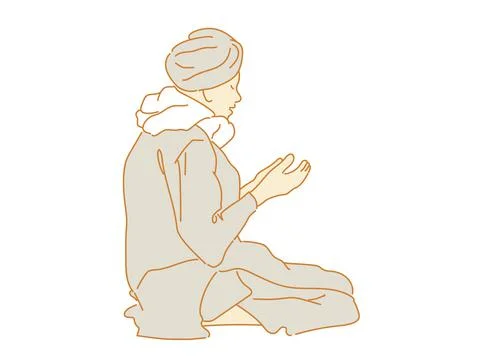 Praying for blessings from god Human hands open palm up worship muslim people Stock Illustration
