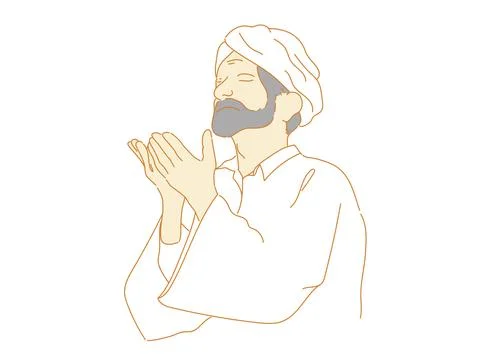 Praying for blessings from god Human hands open palm up worship muslim people Stock Illustration