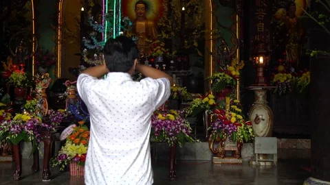 Praying to Buddha Stock Footage 73935913