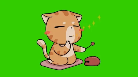 Praying Cat Animation - Green Screen Stock Footage 282773928