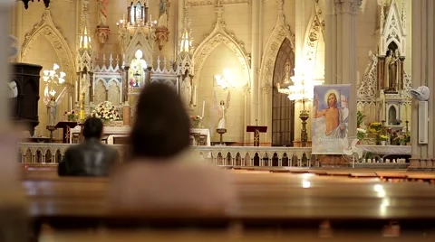 Praying on the church Stock Footage 54801563