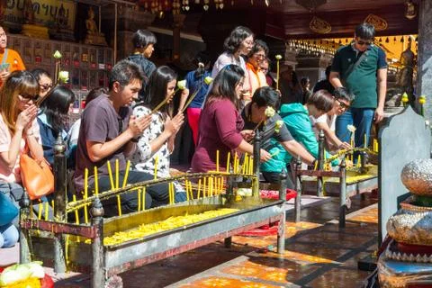 Praying at Doi Suthep Stock Photos