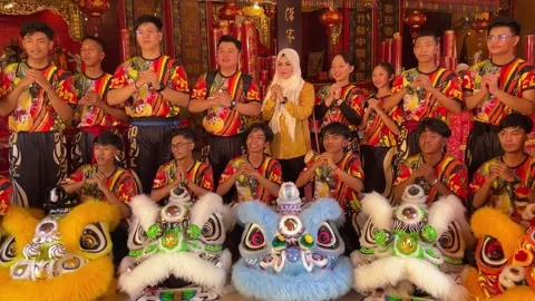 Praying during Chinese New Year on Feb 9, 2024 in Banjarmasin, Indonesia. Stock Footage 288432155