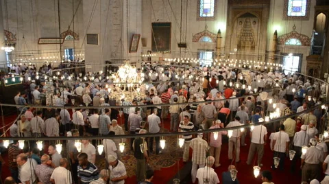 Praying in Eminonu Mosque Stock Footage 46190130