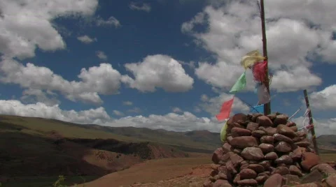 Praying flags in Tibet Stock Footage 313449