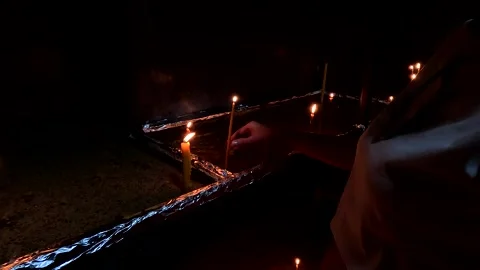 Praying God And Lighting Candles And Making Wishes Background 스톡 동영상 339969585