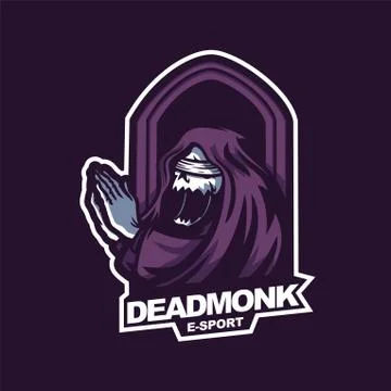Praying grim reaper e-sport gaming mascot logo template Stock Illustration