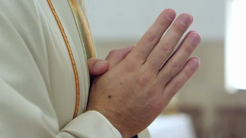 Praying Hands In the Altar Stock Footage 98956156