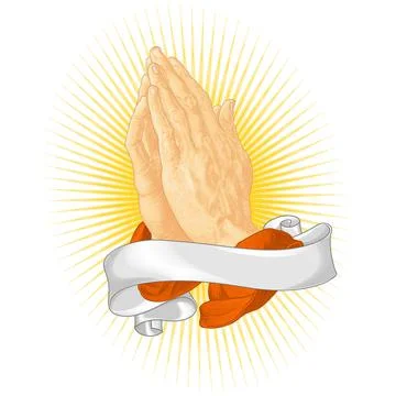 Praying hands design with parchment Stock Illustration