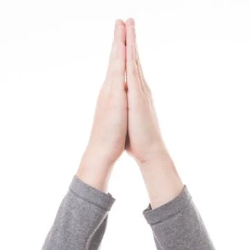 Praying hands gesture isolated Stock Photos