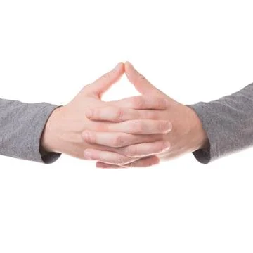 Praying hands gesture isolated Stockfoto's