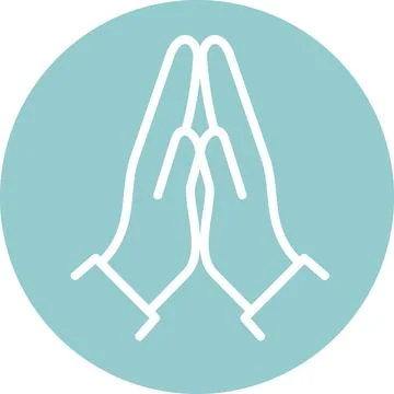 Praying hands gesture sign line art icon Stock-Illustration