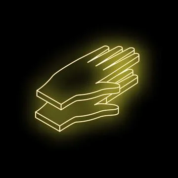 Praying hands neon sign representing faith and spirituality Stock Illustration