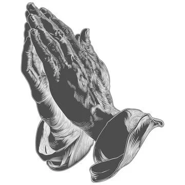 Praying Hands Outline Design Illustrazione stock