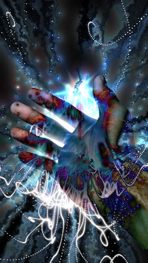 Praying Hands with particle energy effect 스톡 동영상 293619010