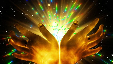 Praying Hands with particle explosion effect Video stock 167696061