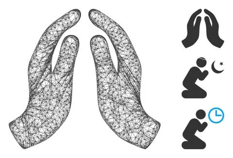 Praying Hands Polygonal Web Vector Mesh Illustration Stock Illustration