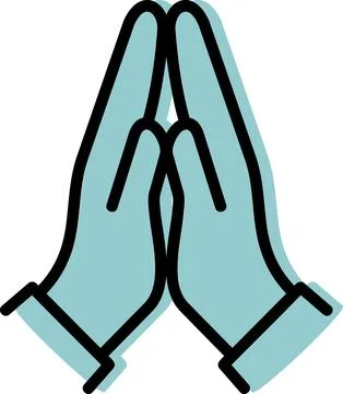 Praying hands prayer sign flat icon Stock Illustration