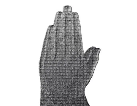 Praying hands side on white Stock Illustration