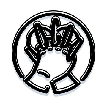 Praying hands together in a circular frame Illustrazione stock