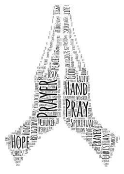 Praying Hands Word Cloud Art Poster Illustration Stock Illustration