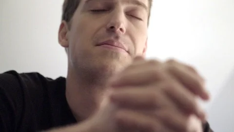 PRAYING AT HOME Stock Footage 86085714