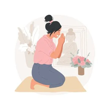 Praying isolated cartoon vector illustration. Stock Illustration