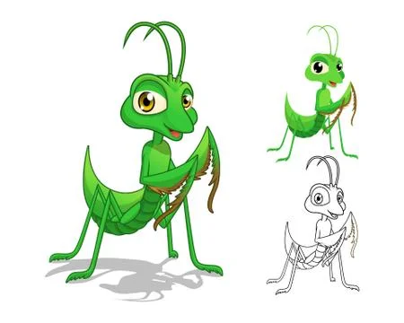 Praying Mantis Cartoon Character Stock Illustration