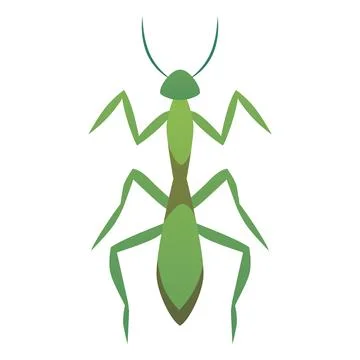Praying mantis flat icon, vector cartoon green bug insect, grasshopper Stock Illustration