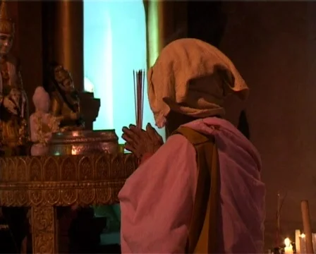 Praying monk Stock Footage 312765
